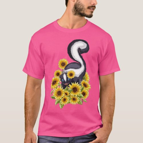 Sunflower Skunk Pet Lover Zookeeper Zoologist Vete T_Shirt