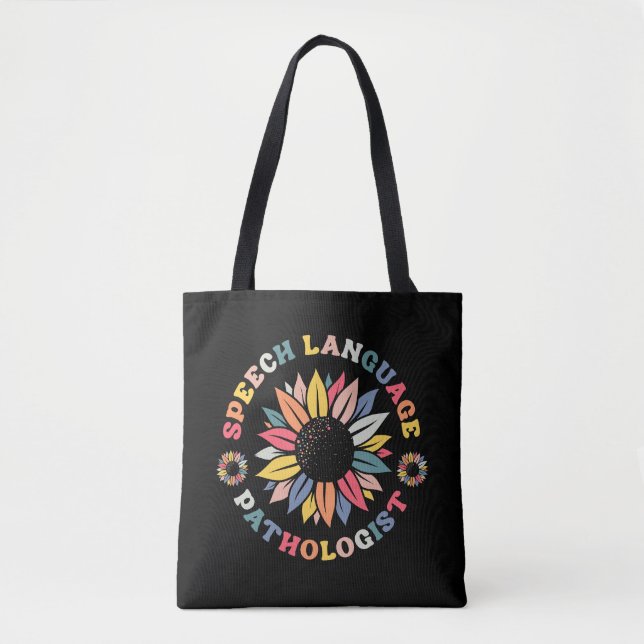 Sunflower SLP Speech Language Pathologist Gift Tote Bag (Front)