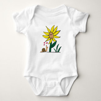 "Sunflower Snail Little Friends" Baby Bodysuit