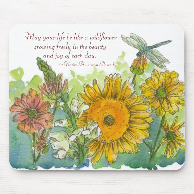 Sunflower Snapdragon Flowers Inspiration Poem Mouse Pad (Front)