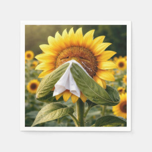 Sunflower Sneezing into a Tissue Napkins