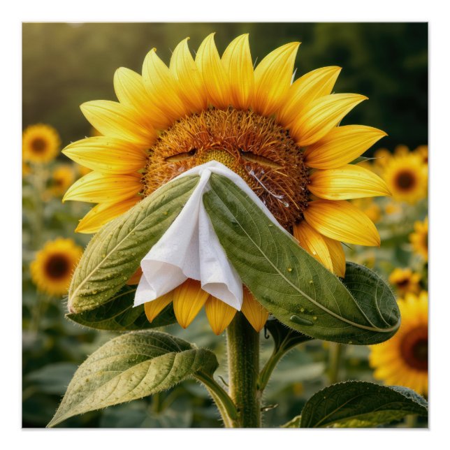 Sunflower Sneezing into a Tissue Poster (Front)