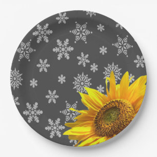 Sunflower Snowflakes Paper Plates