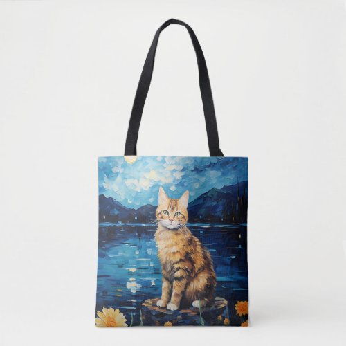 Sunflower Sonata with a Vintage Cat Muse An Homag Tote Bag