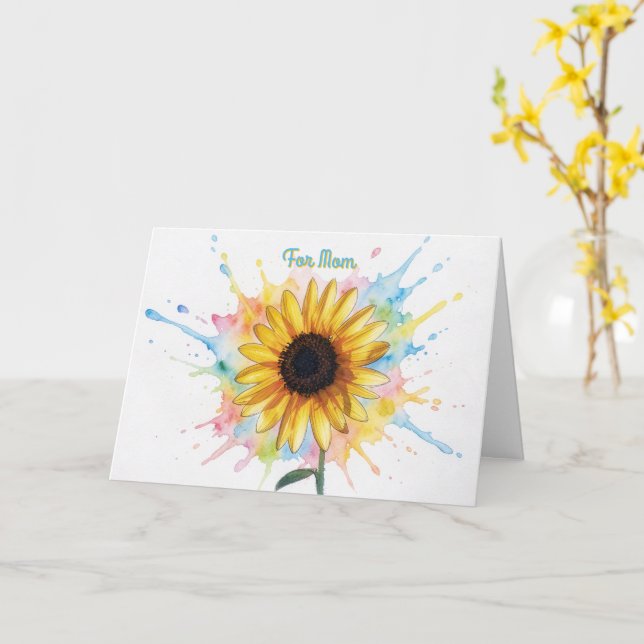 Sunflower Splash Art Mother's Day Card (Yellow Flower)