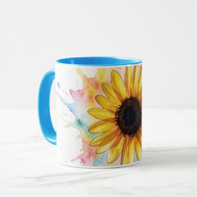 Sunflower Splash Flower Floral Art Mug (Front Left)