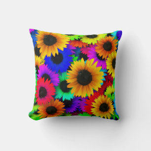 Sunflower Splendor, an array of beautiful colors Throw Pillow
