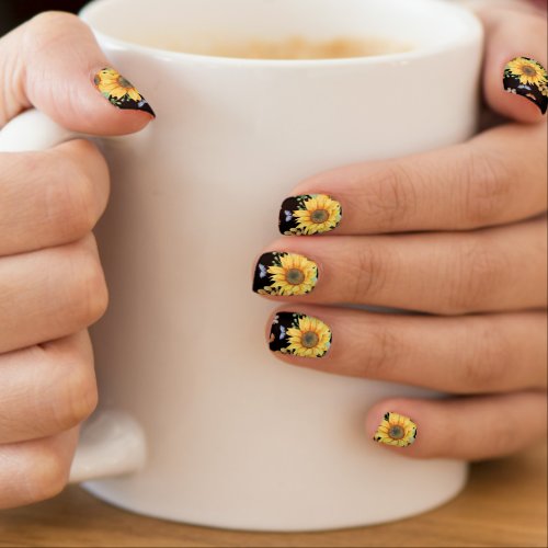 sunflower spring minx nail art
