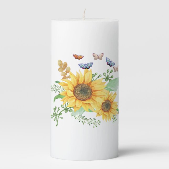 sunflower spring pillar candle (Front)