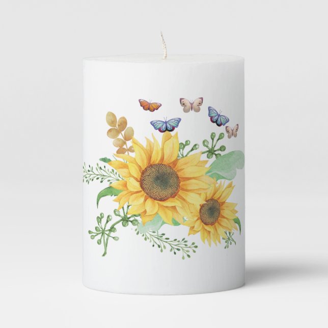 sunflower spring pillar candle (Front)