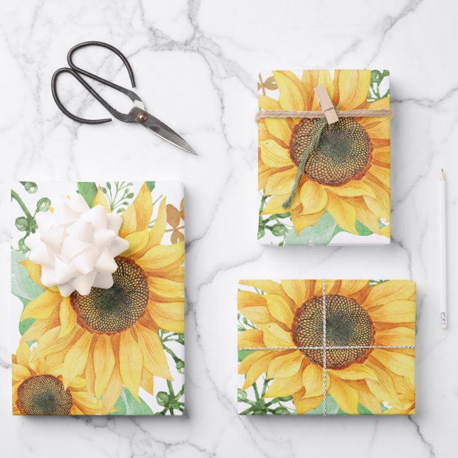 sunflower spring wrapping paper sheets (Front)
