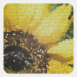 Sunflower Spring Yellow Flower Mosaic Floral Square Sticker