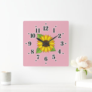Sunflower Square Wall Clock