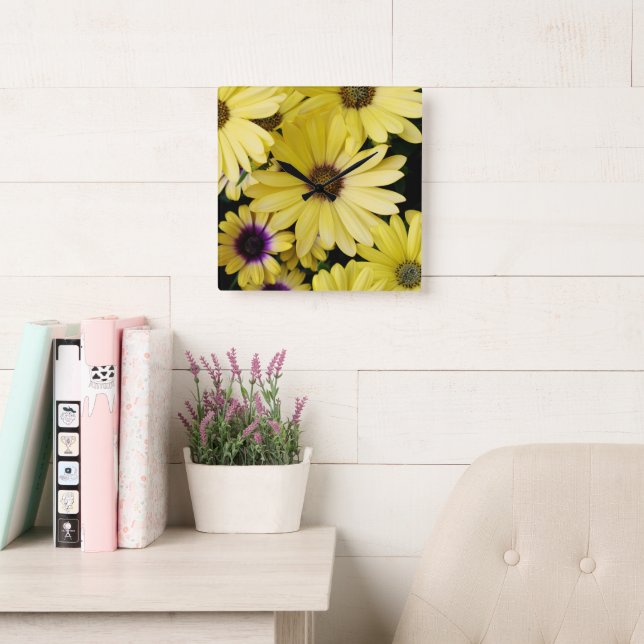 sunflower square wall clock (Reading Room)