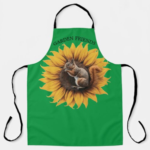 Sunflower  Squirrel Personalize Name Apron