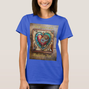 Sunflower Stained Glass Heart Steampunk Series T-Shirt