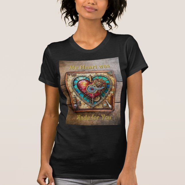 Sunflower Stained Glass Heart Steampunk Series T-Shirt (Front)