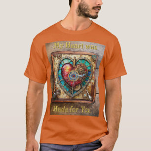 Sunflower Stained Glass Heart Steampunk Series T-Shirt