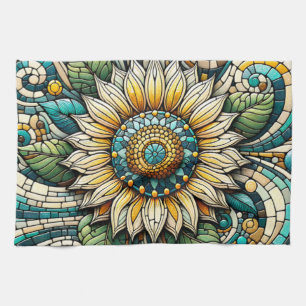 Sunflower Stained Glass Mosaic Kitchen Towel