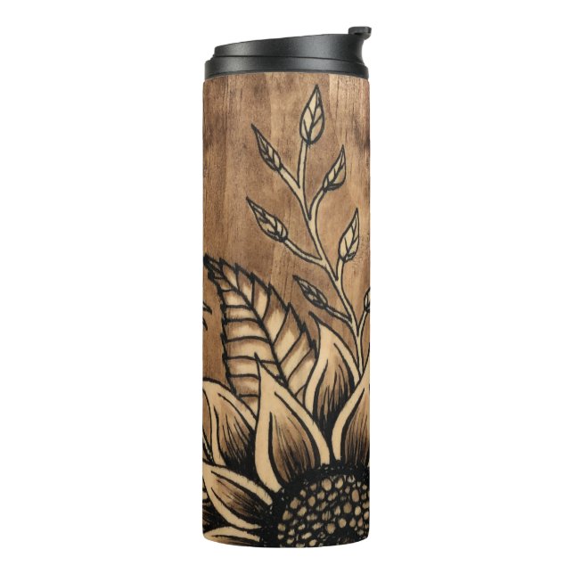 Sunflower Stained Wood Grain Tumbler (Rotated Left)