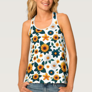 Sunflower Stampede: Nature's Groovy Disco Tank Top