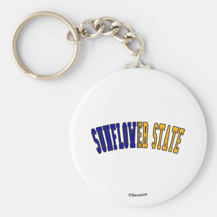 Sunflower State in State Flag Colors Key Chain
