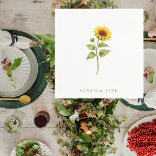 Sunflower Stem Couple Names Personalized Napkins
