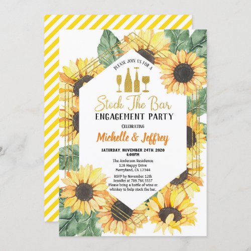 Sunflower Stock The Bar Engagement Party Invitation