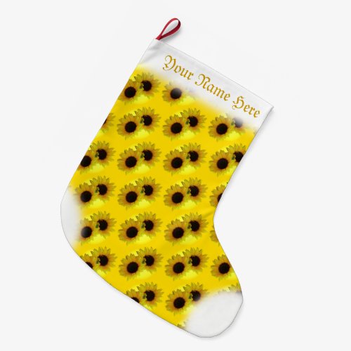 Sunflower Stocking Gold Christmas Stocking Custom