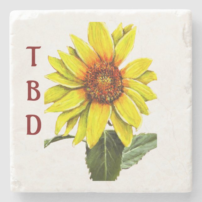 Sunflower Stone Coaster (Front)