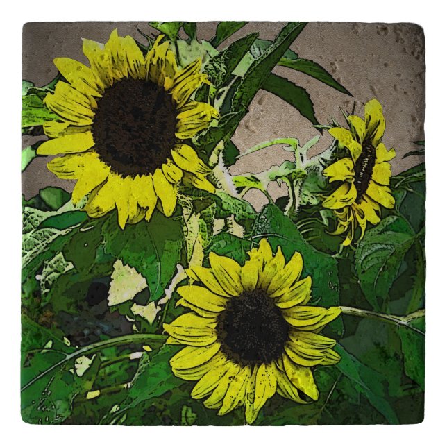 Sunflower Stone Trivet (Front)