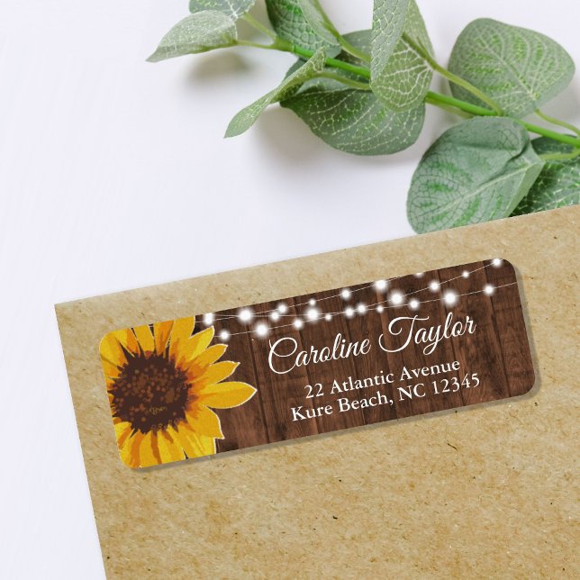 Sunflower & String Lights Bridal Shower Address Label (Creator Uploaded)