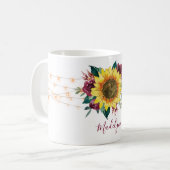 Sunflower String Lights Floral Monogram Coffee Mug (Front Left)