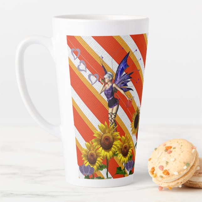 Sunflower Stripe Latte Mug Fairy (In Situ)
