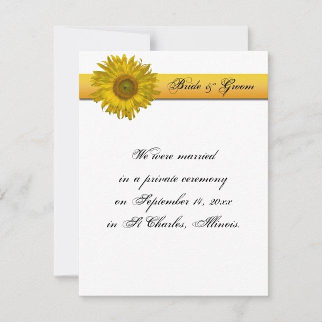 Sunflower Stripe Marriage / Elopement Announcement (Front)