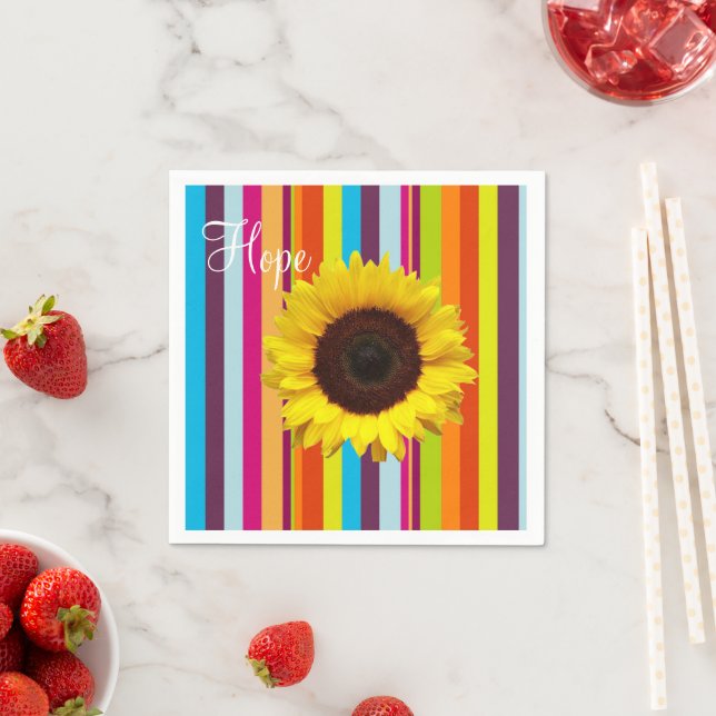 Sunflower Stripe Paper Napkins (Insitu)