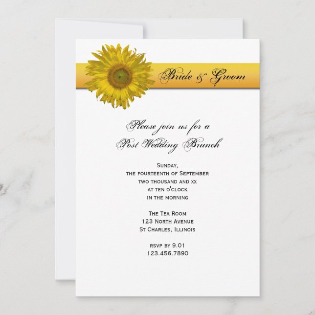 Sunflower Stripe Post Wedding Brunch Invitation (Front)