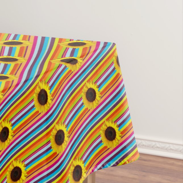 Sunflower Stripe Tablecloth (In Situ)