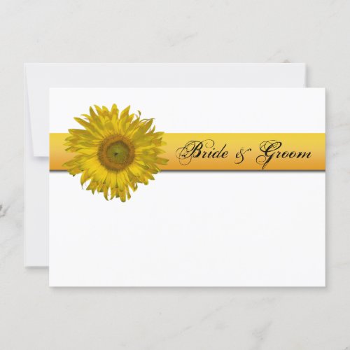 Sunflower Stripe Wedding Flat Stationery Note Card