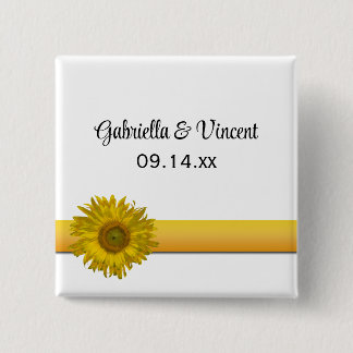 Sunflower Stripe Wedding Pinback Button