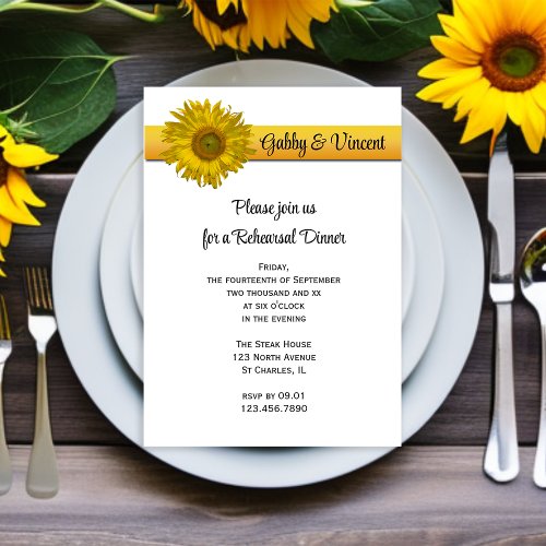 Sunflower Stripe Rehearsal Dinner Invitation