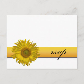 Sunflower Stripe Wedding RSVP Response Invitation Postcard