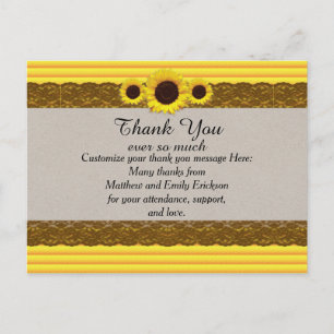 Sunflower, Stripes, and Brown Lace Postcard