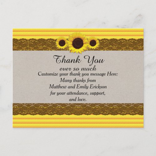 Sunflower Stripes and Brown Lace Postcard