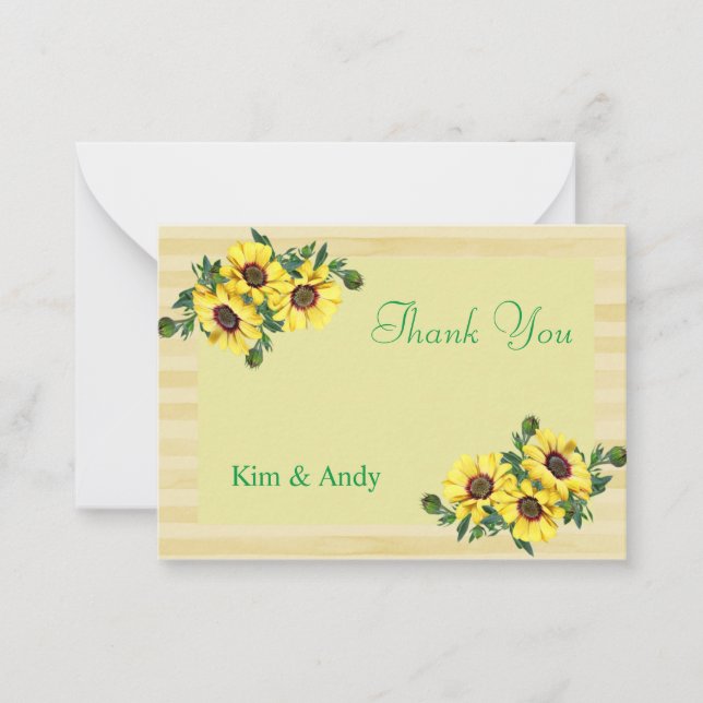 Sunflower Stripes Thank You Card (Front)