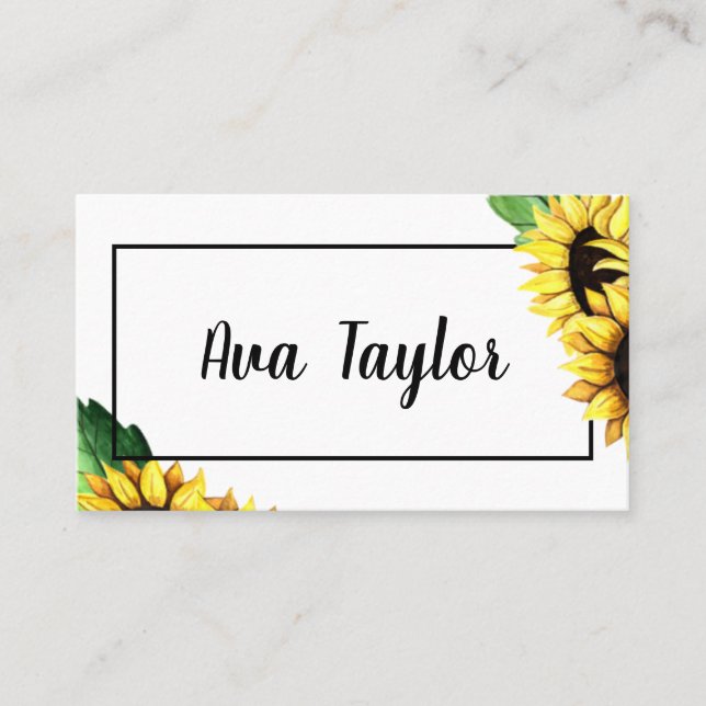 Sunflower Stylish Modern Girly Business Card (Front)