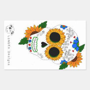 Sunflower Sugar Skull Sticker