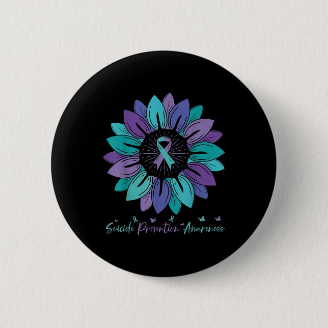 Sunflower Suicide Prevention Awareness Month  Button (Front)