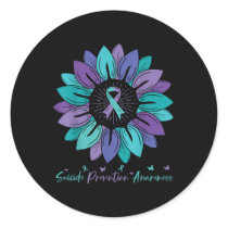 Sunflower Suicide Prevention Awareness Month  Classic Round Sticker