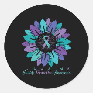 Sunflower Suicide Prevention Awareness Month Classic Round Sticker
